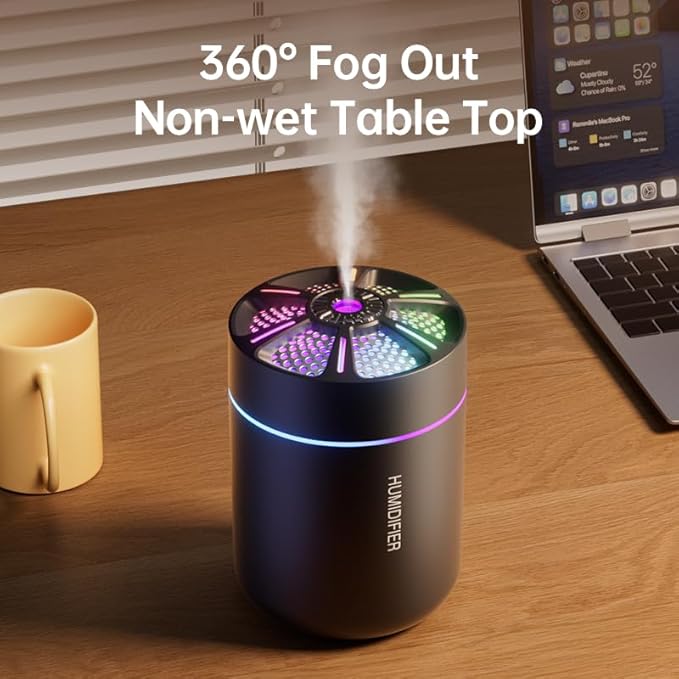 180ml Portable Small Humidifier with Colorful LED Night Light, USB Personal Desktop Humidifier for Car Home Office Travel, Auto Shut-Off, 2 Mist Modes, Super Quiet