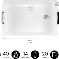 IRIS USA 40 Qt Plastic Under Bed Storage Nestable Organizer Bin Container with Secure Lids and Durable Buckles, 3-Pack, Under Bed Storage Containers for Clothes Shoes Bedding, Black/Clear