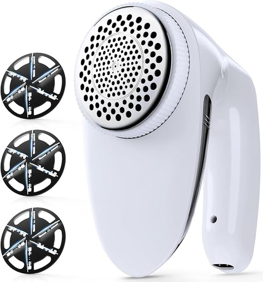 POPCHOSE Fabric Shaver, Rechargeable Lint Remover Defuzzer Sweater Shaver, Fuzz Remover for Clothes, Sweater, Furniture, Couch, Cashmere(Two 6-Leaf Blades Extra, Electrostatic Brush)…
