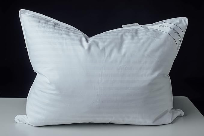 Goose Down Feather Soft Pillows One Pillow 100% Cotton Supportive Bed Pillow Stripe White Color Queen Size 20x30 inch