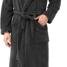 DAVID ARCHY Men's Hooded Robe Soft Coral Fleece Microfiber Bathrobe