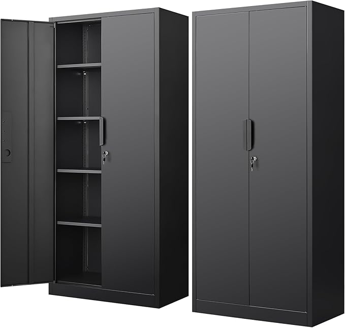 Metal Garage Storage Cabinets with Doors and Adjustable Shelves,70.8" Lockable Storage Cabinet for Home Office,Garage,School