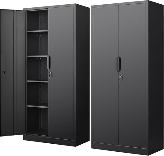 Metal Garage Storage Cabinets with Doors and Adjustable Shelves,70.8" Lockable Storage Cabinet for Home Office,Garage,School