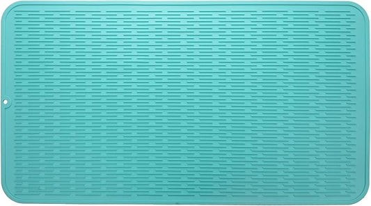 Silicone Dish Drying Mat for Multiple Usage,Easy clean,Eco-friendly,Heat-resistant Silicone Mat for Kitchen Counter or Sink,Refrigerator or Drawer Liner Mint 4XL 32 inches x 18 inches