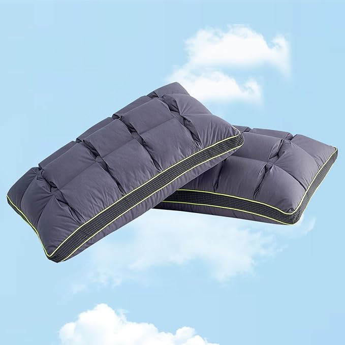 YOUR MOON Soft Pillow King Size of 2 for Sleeping, Super Soft Support Down Alternative Pillow, 100% Cotton Shell Luxury Comfy Fluffy Bed Pillows for Sleep(Gray)