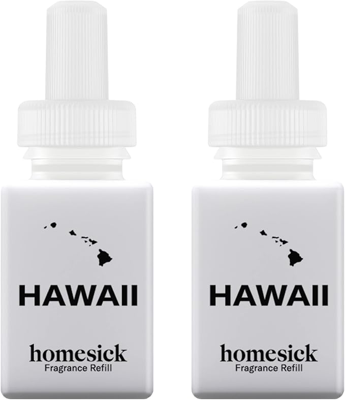 Pura & Homesick Home Scent Refill - Smart Home Air Diffuser - Up to 120-Hours of Luxury Fragrance per Refill - Home Essential - Clean & Safe Diffuser Fragrance - 2 Pack, Hawaii