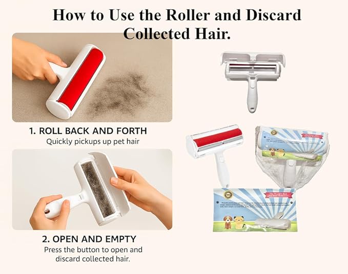 Pet Hair Remover Roller – Reusable Lint Roller for Dog & Cat Hair – Self-Cleaning Fur Remover for Furniture, Clothes, Car Seats – No Sticky Sheets – Eco-Friendly Gift for Pet Owners