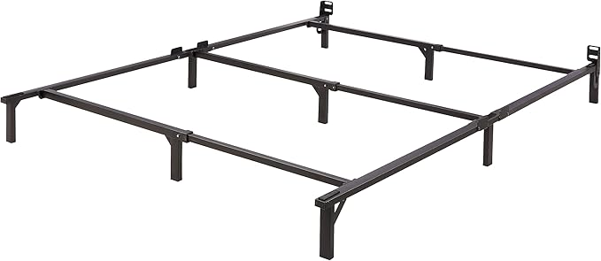 Amazon Basics Metal Bed Frame(Box Spring Required), 9-Leg Base for Box Spring and Mattress, Queen, Tool-Free Easy Assembly, 79.5" L x 59.5" W x 7" H, Black