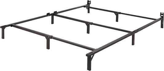 Amazon Basics Metal Bed Frame(Box Spring Required), 9-Leg Base for Box Spring and Mattress, Queen, Tool-Free Easy Assembly, 79.5" L x 59.5" W x 7" H, Black