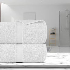Towel Bazaar Premium Cotton Super Soft and Absorbent Turkish Towels (2-Piece Bath Sheet Towel, White)