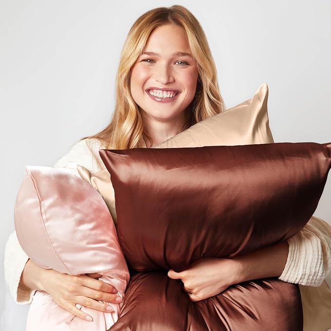Kitsch Satin Pillowcase, Softer Than Silk Pillow Cases, Cooling Pillow Covers, King Size Pillow Cases Set of 2, Satin Pillowcase with Zipper for Hair, Skin & Quality Sleep, 19"x36" Blush, 2pcs
