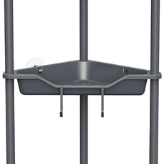 Orimade Rustproof 3 Tier Floor Standing Corner Shower Caddy Organizer, Plastic Metal Splicing Floor Corner Shelf Rack Stands for Bathroom, Grey