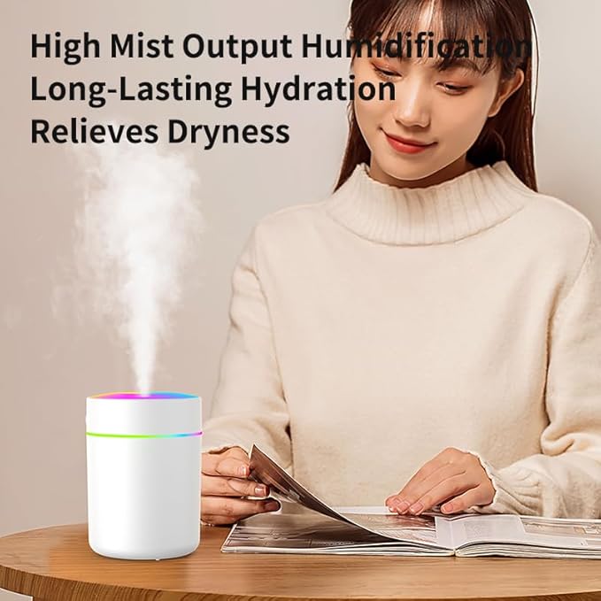 180ml Portable Small Humidifier with Colorful LED Night Light, USB Personal Desktop Humidifier for Car Home Office Travel, Auto Shut-Off, 2 Mist Modes, Super Quiet