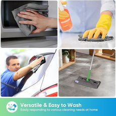 HOMEXCEL Grey Microfiber Cleaning Cloth, 24 Pack Cleaning Towels for Kitchen, Lint Free, Scratch-Free, Highly Absorbent, and Reusable Cleaning Rags for House, Window and Glass, Cars, 11.5 X11.5 inch