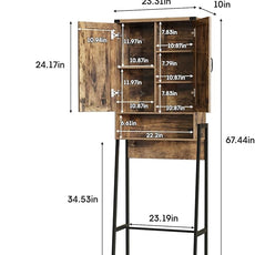 Vabches Over The Toilet Storage Cabinet with 2-Door Design Bathroom Organizers and Storage with Anti-Tip Device Over Toilet Organizer with Shelves for Bathroom,Restroom,Laundry Brown