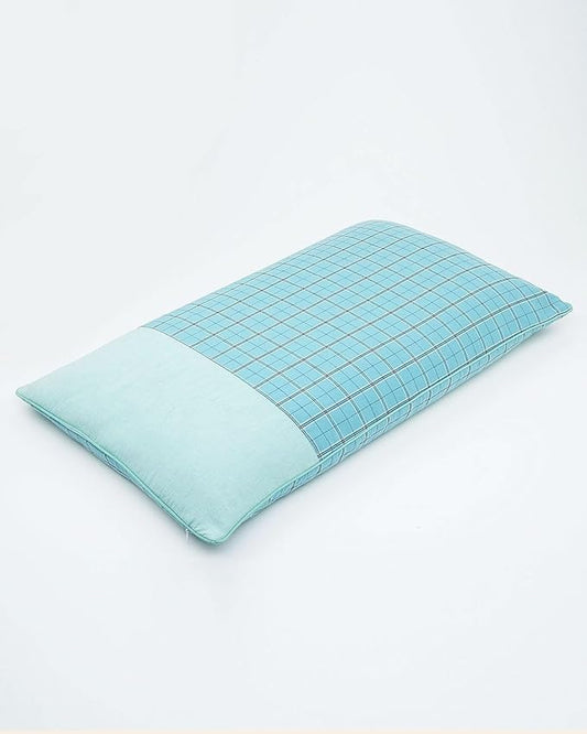 Buckwheat Hull Bed Pillow, Buckwheat Hulls Pillow Filling for Neck and Lower Back Support, Ergonomic for All Sleeping Positions, Flat Pillow for Bed and Sofa Use, 19x11 Inch, Blue
