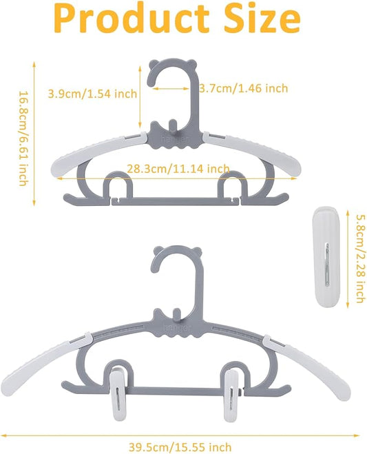 80 Pack Plastic Hangers with 32 Clips, 11-15 inch Adjustable Clothes Hanger, Durable & Non-Slip, Space Saving Coat Hangers for Pants, Jackets and Dress (Grey)