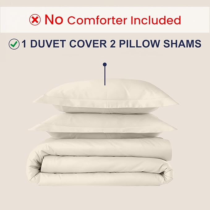 Kotton Culture 3 Pc Twin XL/Twin Duvet Cover Set-100% Egyptian Cotton Sateen 600 Thread Count Ultra Soft Premium Durable Comforter Cover Zipper Closure & Corner Ties- (Butter, 68" X 90")