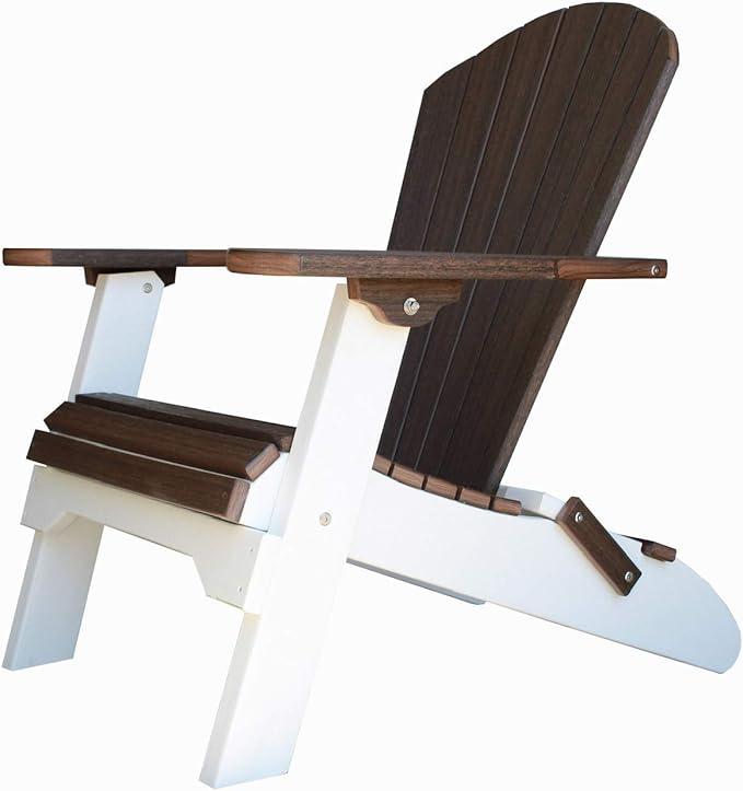Deluxe Folding Poly Adirondack Folding Chair (Brazilian Walnut/White)
