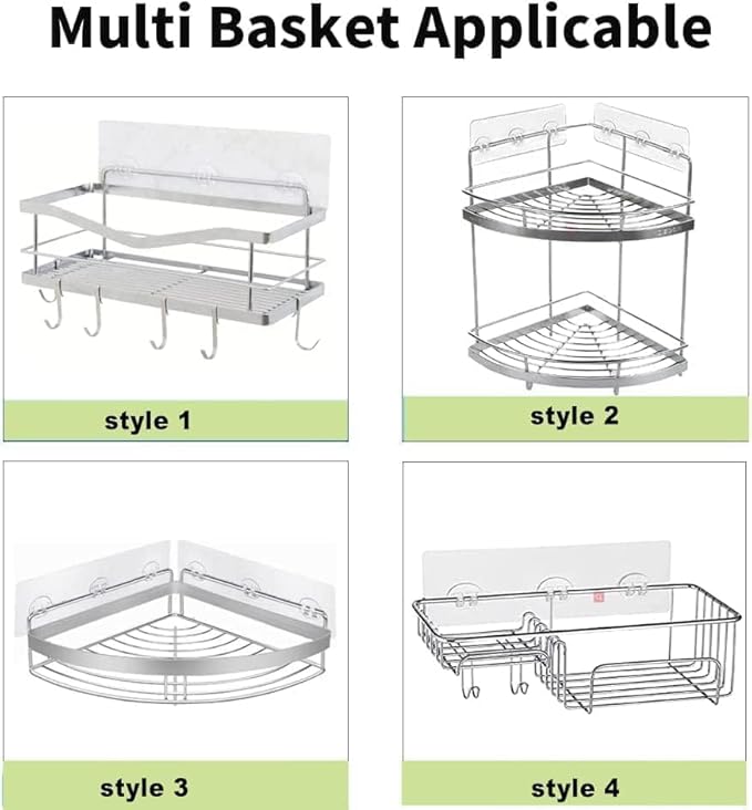 10 PCS Shower Caddy Adhesive Replacement Shower Shelves Adhesive Strip Pad Organizer Sticker Replacement Bathroom Heavy Duty Wall Mount Strong Sticky No Drilling Strong Transparent