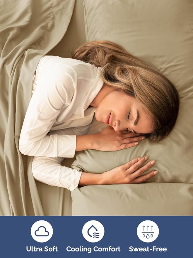 Extra Deep Pocket Queen Sheet Set - 4 Piece Breathable & Cooling Bed Sheets - Hotel Luxury Sheet Set - Ultra Soft, Wrinkle Free & Comfy - Easily Fits Extra Deep Mattresses - Deep Pocket Beige Sheets