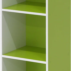 Furinno LUDER Book Shelf, 3-Cube Bookshelf, Bookcase with Open Shelves, 9.3 x 12 x 31.5, for Living Room, Bedroom, Home Office, White/Green