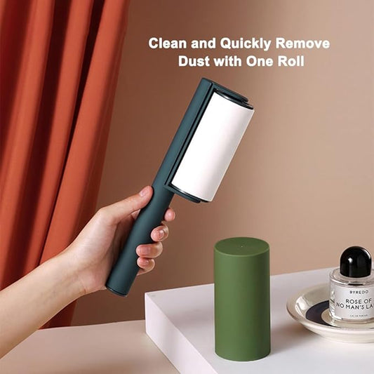 Sticky Lint & Pet Hair Remover Roller - 4 Adhesive Sheets Included (3 Refills) for Clothes, Furniture & Cars | Anti-Slip Handle, Dust-Proof Cover (Yellow)