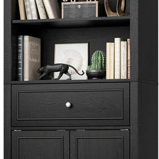 Rresyet Bookcase, 6 Tier Black Bookshelf 28