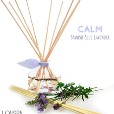 LOVSPA Reed Diffuser Set, Calm Spanish Blue Lavender Scented Oil Diffuser with Sticks, Home Fragrance Accessories for Bathroom Shelf Decor, Aroma Diffusers for Home or Office Desk, USA Made