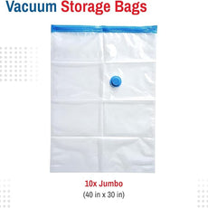10 Pack Jumbo Vacuum Storage Bags for Comforters, Blankets & Clothes – Jumbo Vacuum Sealed Compression Bags with Hand Pump – Space Saver Storage Bags for Bedding, Moving, Travel & Organization