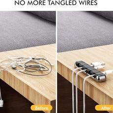 AHASTYLE Cable Organizer Holder 5 Slots Desktop Cord Wire Clips Keeper for Organizing USB Cable/Power Cord/Wire Home Office and Car (Black)