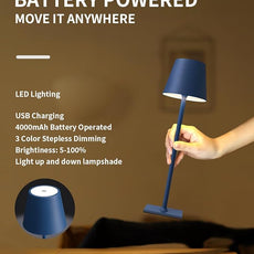 KDG 2 Pack Cordless Table Lamp,Portable LED Desk Lamp, 4000mAh Battery Operated, 3 Color Stepless Dimming Up, for Restaurant/Bedroom/Bars/Outdoor Party/Camping/Coffee Shop Night Light(Blue)