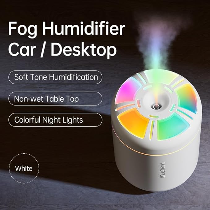 180ml Portable Small Humidifier with Colorful LED Night Light, USB Personal Desktop Humidifier for Car Home Office Travel, Auto Shut-Off, 2 Mist Modes, Super Quiet