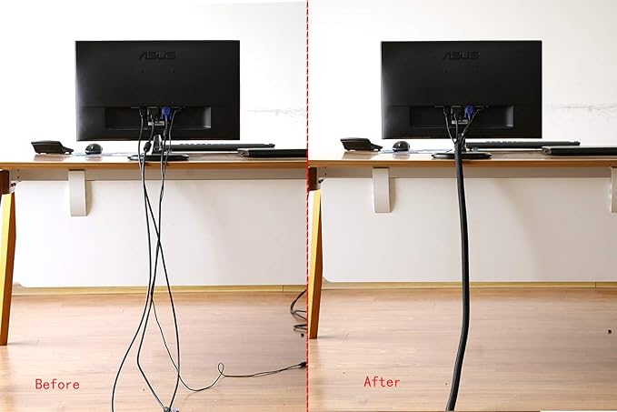 Alex Tech 10ft - 1/2 inch Cord Protector Wire Loom Tubing Cable Sleeve Split Sleeving For USB Cable Power Cord Audio Video Cable – Protect Cat From Chewing - Black