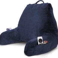 Nestl Reading Pillow with Shredded Memory Foam, Designed for Sitting Up in Bed and Couch, Back and Arms Adjustable Support for Adult & Teens Backrest Pillows for Reading, with Washable Cover Navy Blue