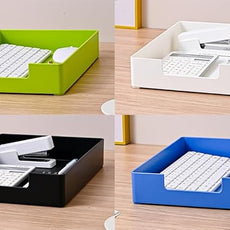 Letter-Size Tray, Desk Drawer Organizer, A4 Plastic Paper Tray, Stackable Plastic Paper Holder File Organizer for Office, School, Home Storage (Black)