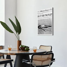 Vintage Women Times Do It for The Plot Wall Art Trendy Black and White Canvas Print Poster Vintage Woman Times Newspaper Prints Beachy Hot Girl Wall Decor for Bar Cart Girls Dorm Bedroom 24x36inch Framed