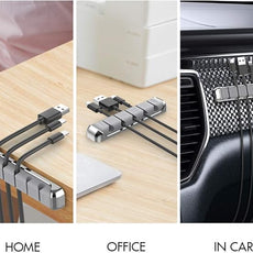 AHASTYLE Cable Organizer Holder 5 Slots Desktop Cord Wire Clips Keeper for Organizing USB Cable/Power Cord/Wire Home Office and Car (Grey)
