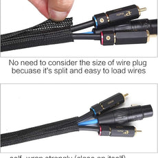 Alex Tech 25ft - 3/8 inch Cord Protector Wire Loom Tubing Cable Sleeve Split Sleeving For USB Cable Power Cord Audio Video Cable – Protect Cat From Chewing Cords - Black