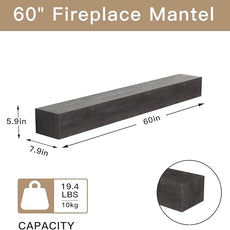 Fireplace Mantel Shelve, Solid Wood Baked Finish Wall-Mounted Floating Shelf for Over Fireplace, Handcrafted Floating Fireplace Mantels with Wooden Bracket, 60 x 8 x 6 Inches
