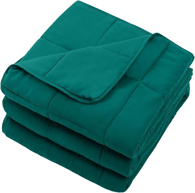 Green Weighted Blanket for Adults 15lbs, 48"x72", Twin Full Size Cooling Heavy Throw Blanket for 120-160lbs, Microfiber Soft Thick Big Blankets Weighted Comforter Breathable Gift for Sleeping