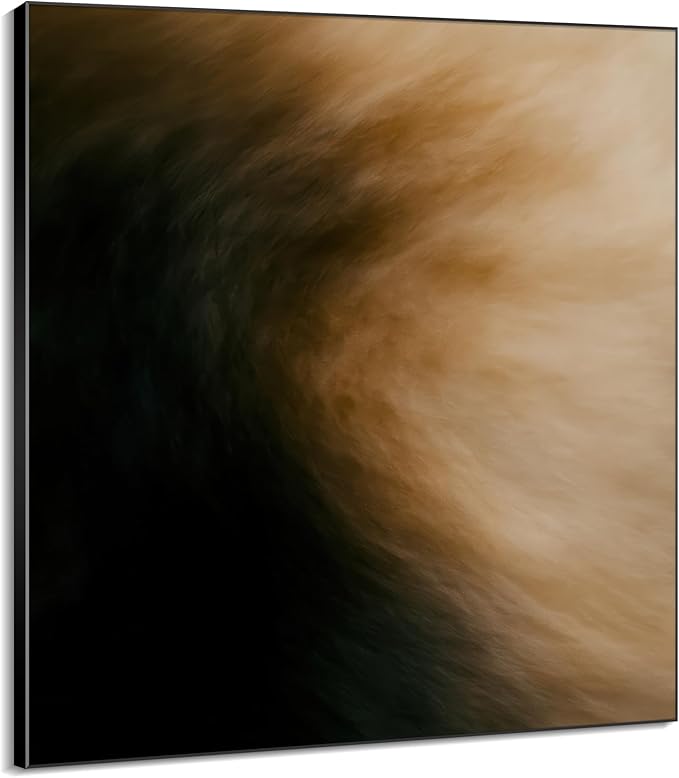 60"x60" XL Framed Wall Art - Dark Abstract Black and Brown Gradient Modern Painting Minimalist Foggy Forest Tranquil (Frame Assembly Required)