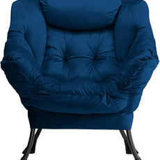 HollyHOME Lazy Chair with Armrest and Side Pocket, Comfy Accent Lounge Chair,Leisure Sofa Armchair for Living Room, Bedroom, Dorm, or Small Spaces, Oversized Reading Sofa Chair,Velvet Royal Blue