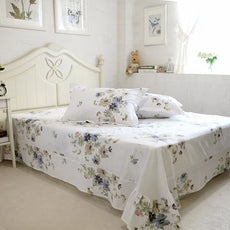FADFAY 4-Piece Shabby White Floral Bed Sheet Set Cotton Bed Sheets, Twin