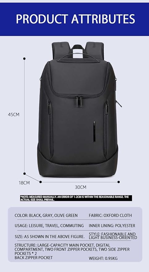 Shockproof Waterproof Laptop Backpack, 17-Inch Anti-Scratch Travel Backpack with Large Storage(Black/Gray/Green) (Grey)