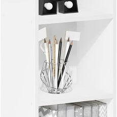 Furinno PASIR Book Shelf, 4-Tier Modern Bookshelf, Open Shelves Bookcase 9 x 12 x 42, for Living Room, Bedroom, Home Office, White