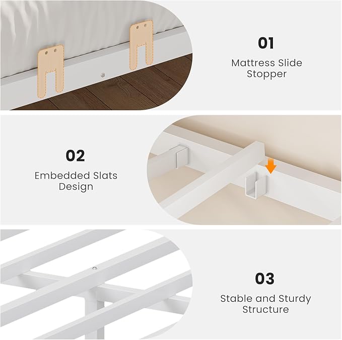 VIAGDO Corner Bed Frame with Storage Bookcase and 6 Drawers, Twin Metal Platform Corner Bed Frame with LED Lights and Charging Station, Twin Daybed for Kids Teenagers, White & Grey