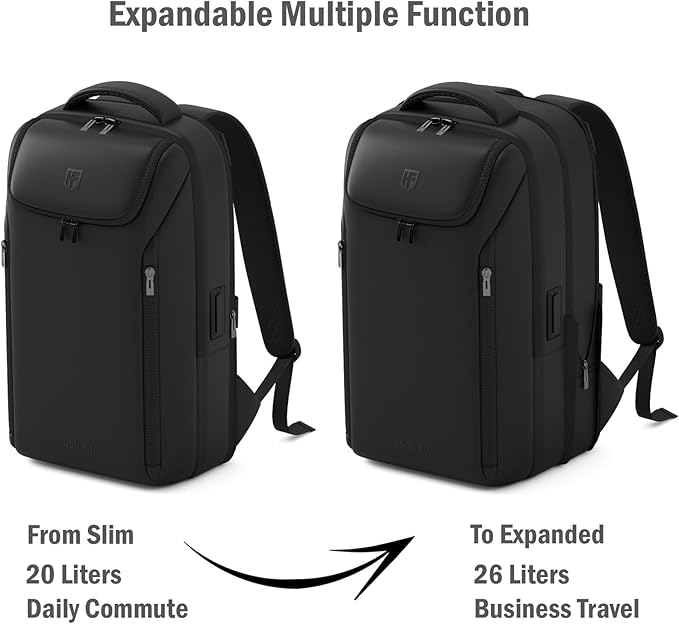 Expandable Travel Backpack, Business Laptop Backpack,Commute Backpack with USB Charging Port fit 15.6 Inch Laptop
