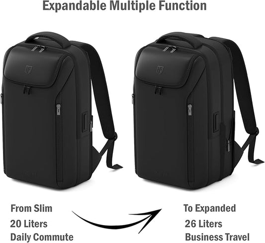 Expandable Travel Backpack, Business Laptop Backpack,Commute Backpack with USB Charging Port fit 15.6 Inch Laptop
