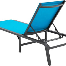 VEVOR 2 Pcs Chaise Lounge Chairs Outdoor, Aluminum Patio Lounge Chair with Adjustable 5-Position, Folding Pool Chairs Recliner and Full Flat Tanning Chair for Patio, Beach, Pool, Blue, 2 pcs